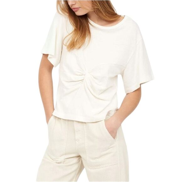 7 FOR ALL MAN KIND Women's Vintage White Premium Short Sleeve  Front Knot Top XL - Picture 1 of 16